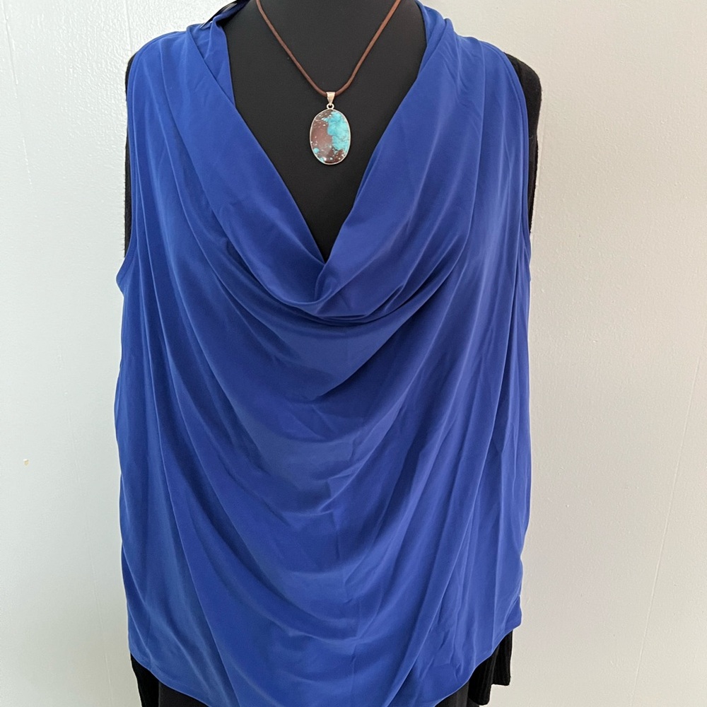 Express blue flow sleeveless top great for under a jacket NWT